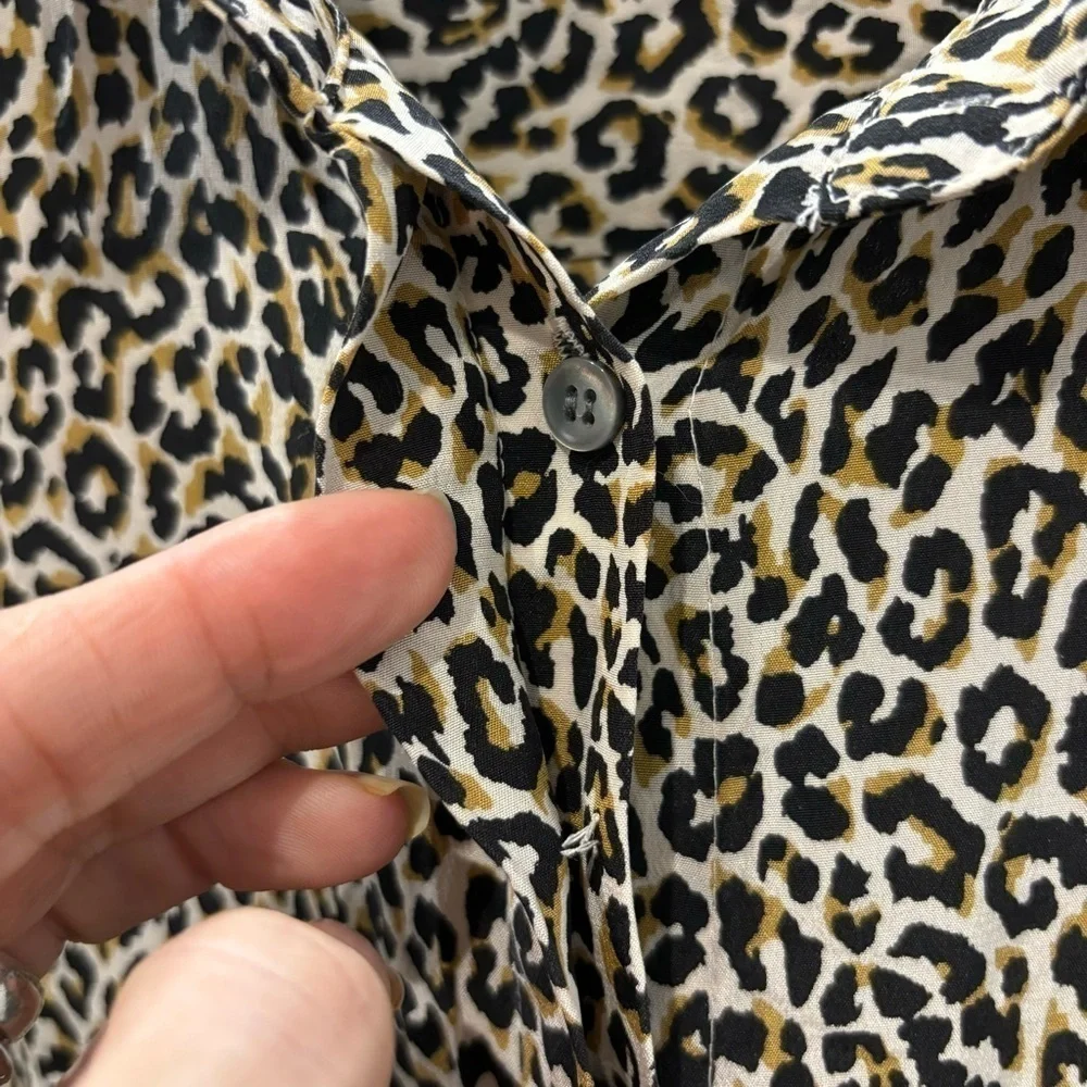 J Crew Size 8 Silk Button Shirt Cheetah Print Top